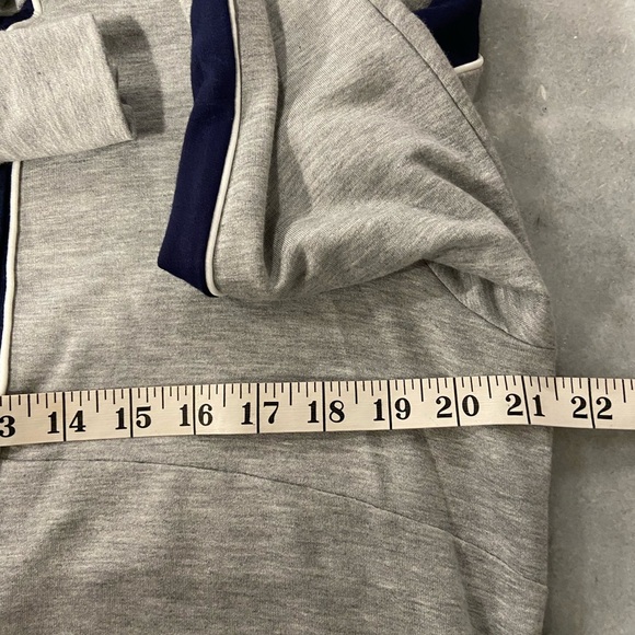 NWT Ann Klein Size M Full Zip Hooded Track Jacket Gray Navy Stripe Soft Stretch - Picture 9 of 11